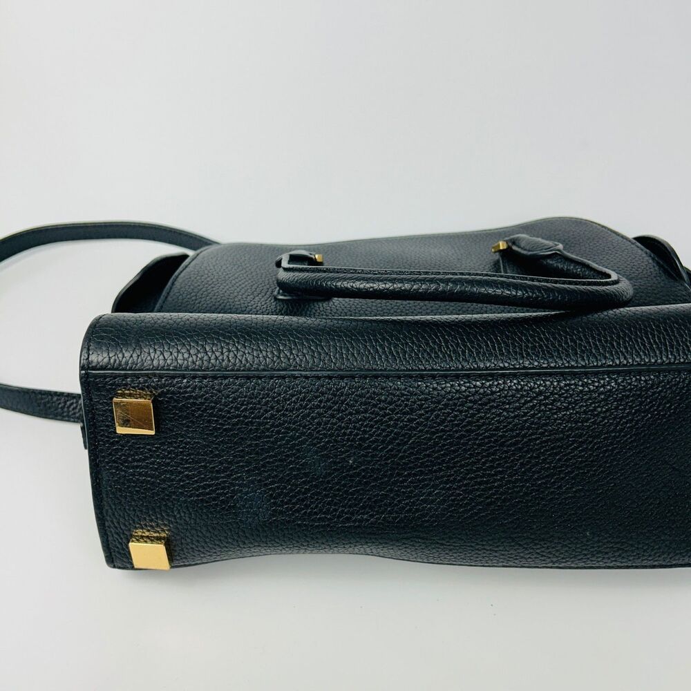 Michael Kors Black Pebbled Leather Handbag Crossbody Satchel Tote Gold Hardware - Picture 7 of 15